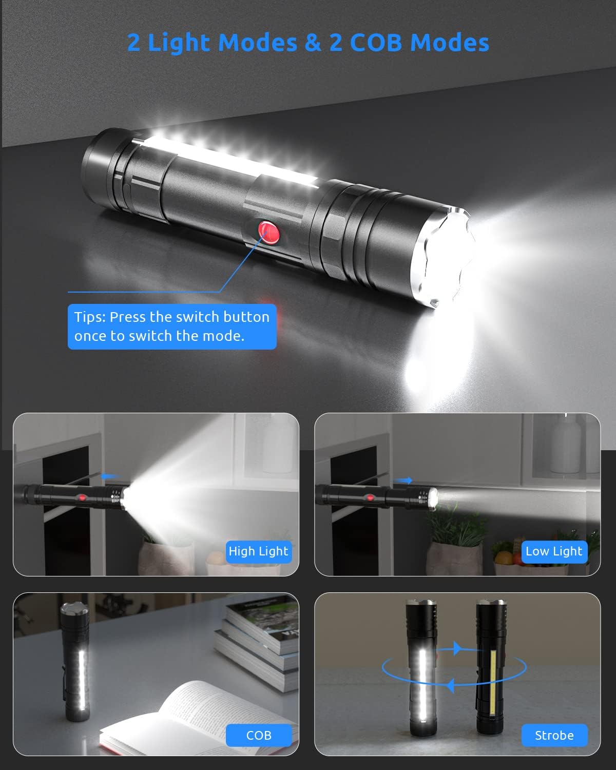 Rechargeable and Zoomable LED Powerful Torch Flashlight